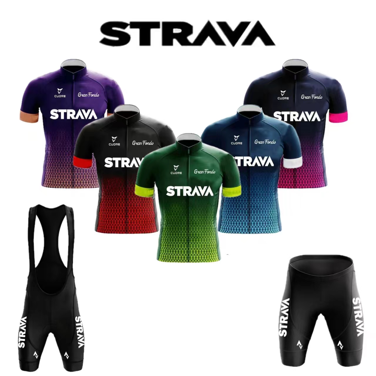 Mountain Biking Overalls - Strava Jersey Set pantaloncini con bretelle