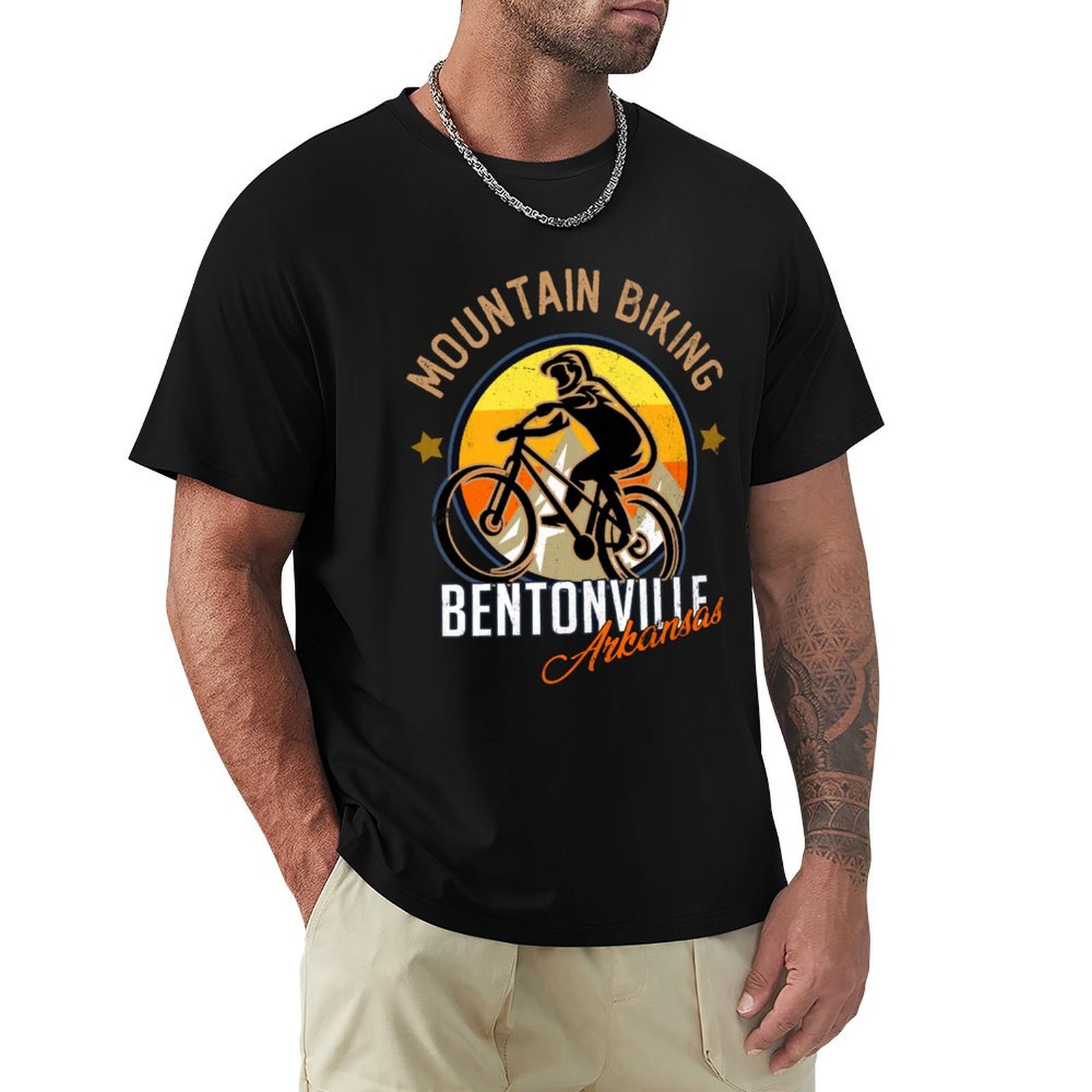 Mountain Biking Arkansas - T-shirt da ciclismo in montagna di